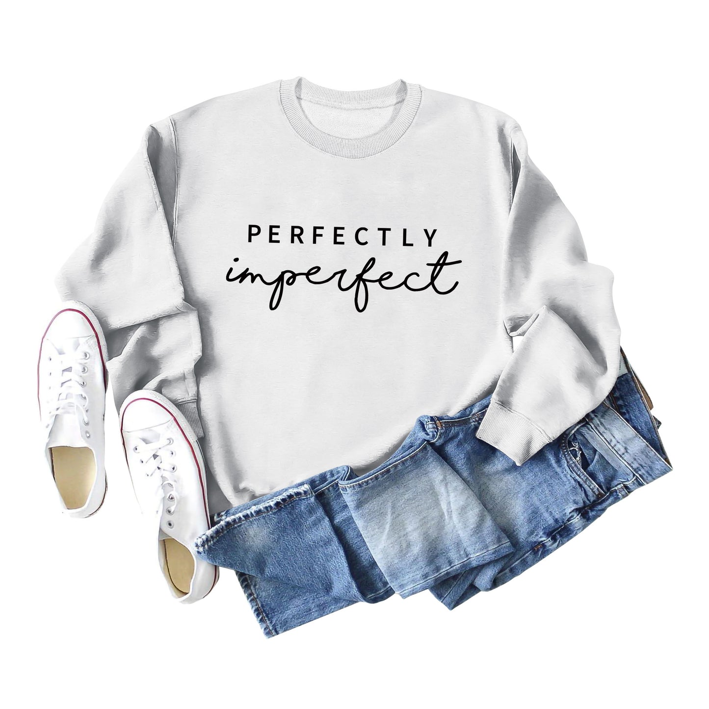 PERFECTLY Imperfect Simple Round Neck Women's Long Sleeve Sweater