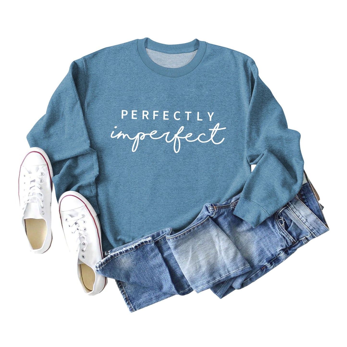 PERFECTLY Imperfect Simple Round Neck Women's Long Sleeve Sweater